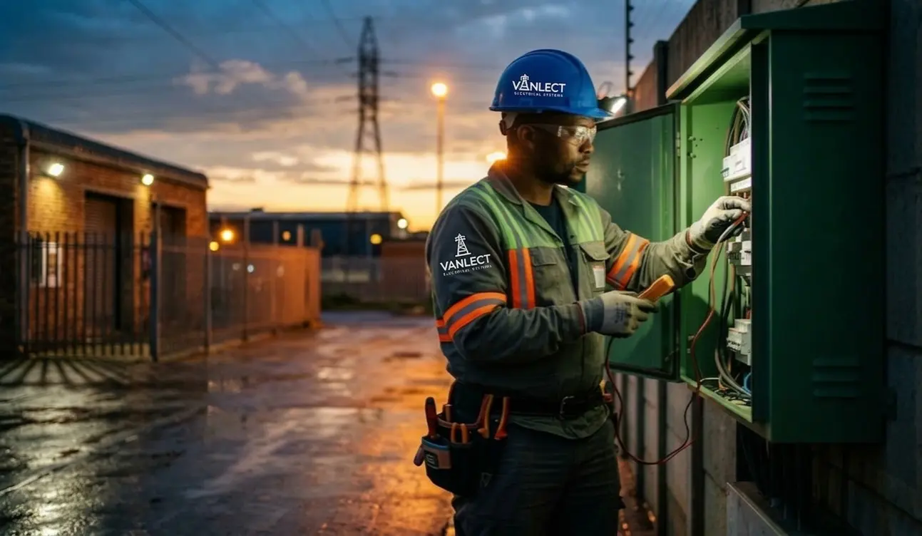 image of electrician wearing safety gear
